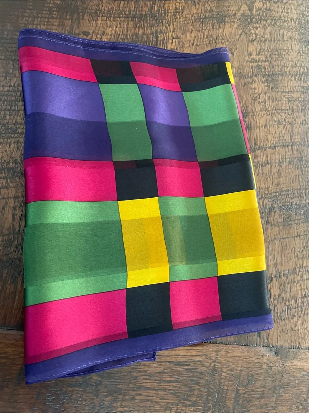 Vintage Adrienne Vittadini Rectangular Silk Scarf Jewel Tone 11x 52